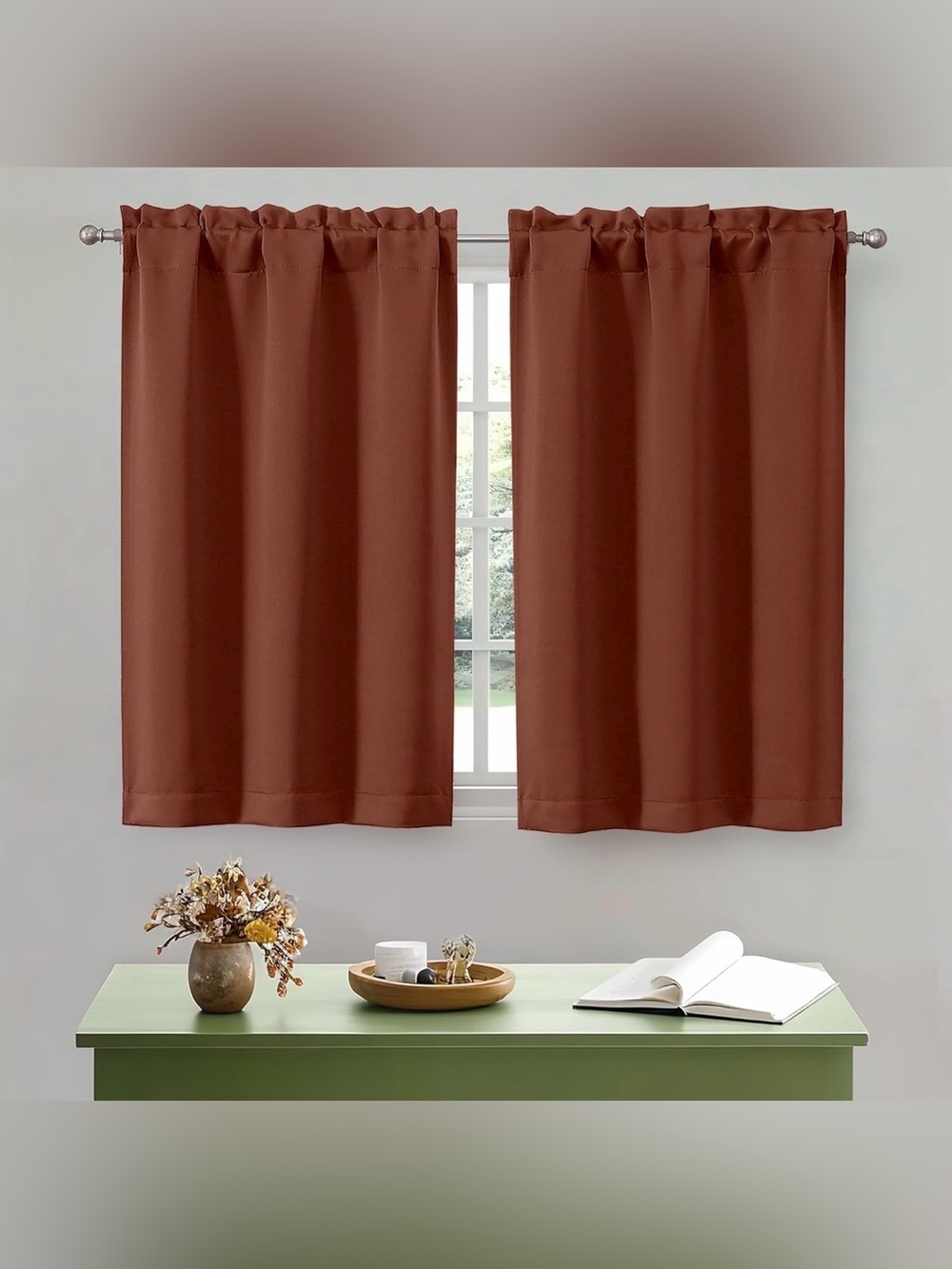 OWENIE Terracotta Blackout Curtains 2 Panels 30x45 Rod Pocket